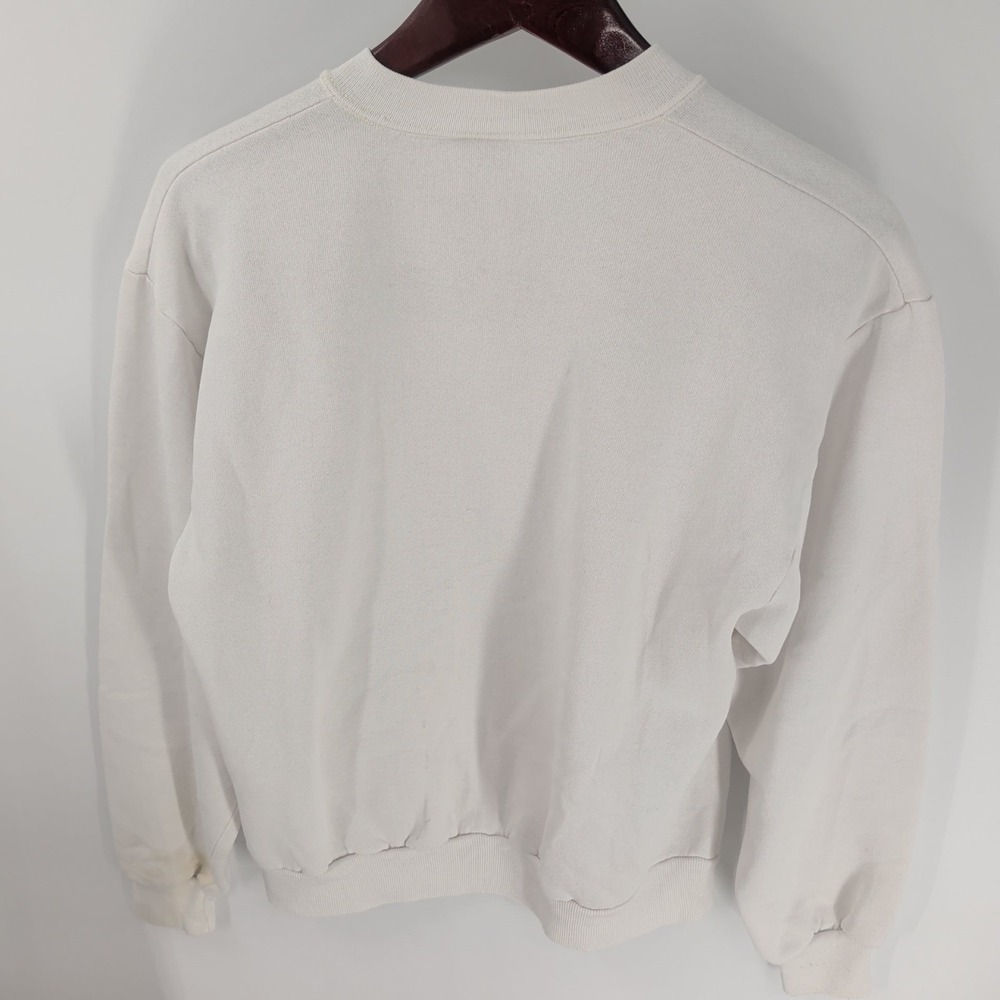 Vintage Y2K Jerzees Cute Bear Outdoor Graphic Pullover Sweatshirt White Size M - Picture 10 of 10